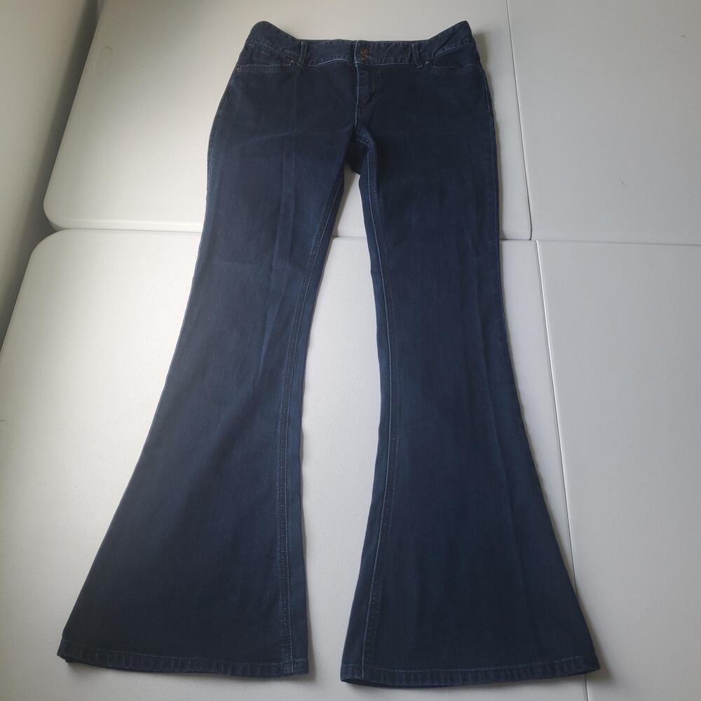 Free People Jeans Womens 30 Blue Medium Wash Low Rise Flare Stretch Denim